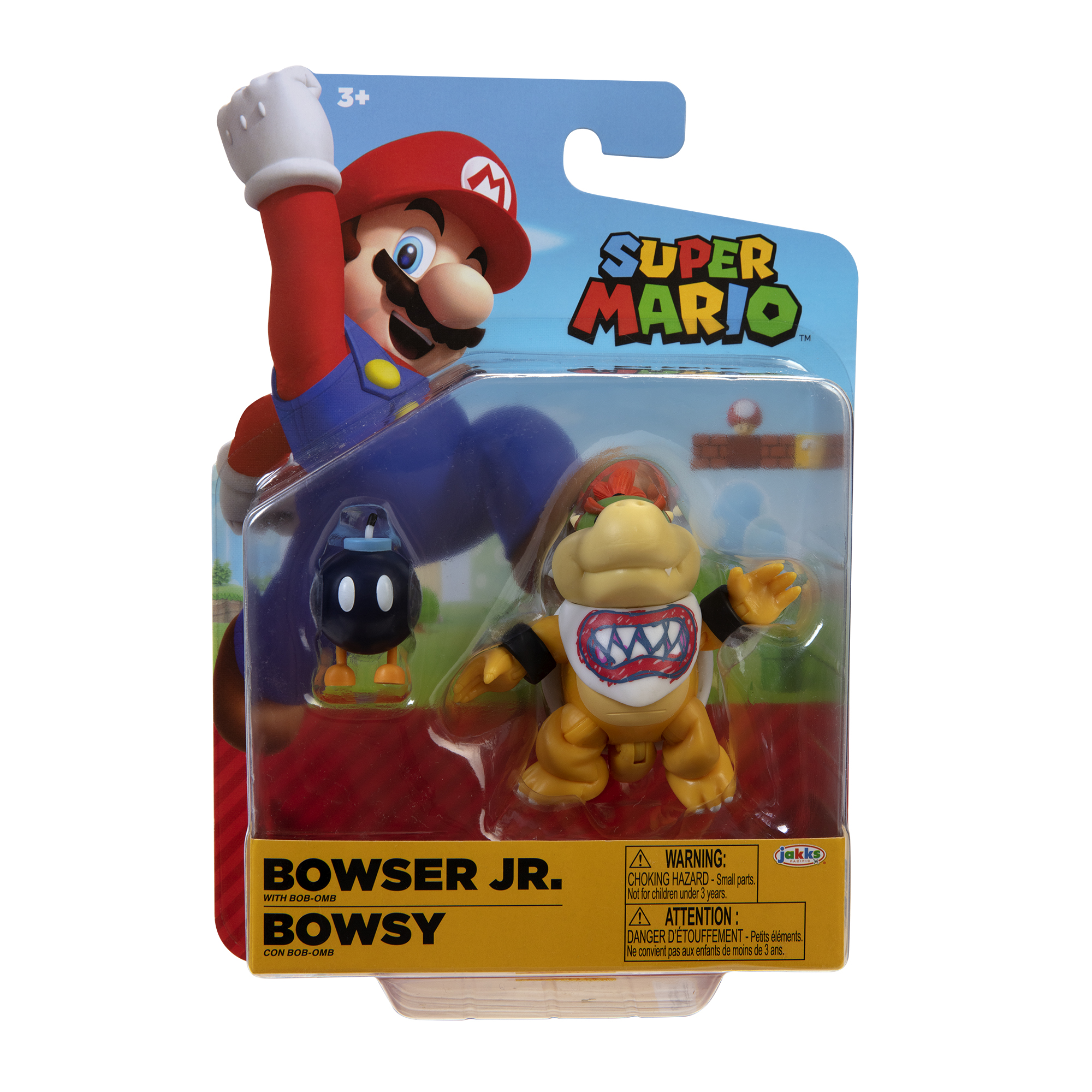 Super Mario Bowser Jr. 4-Inch Action Figure with Bob-Omb Accessory,  Poseable Articulated Collectible Toys, Perfect for Kids & Collectors Alike!  For