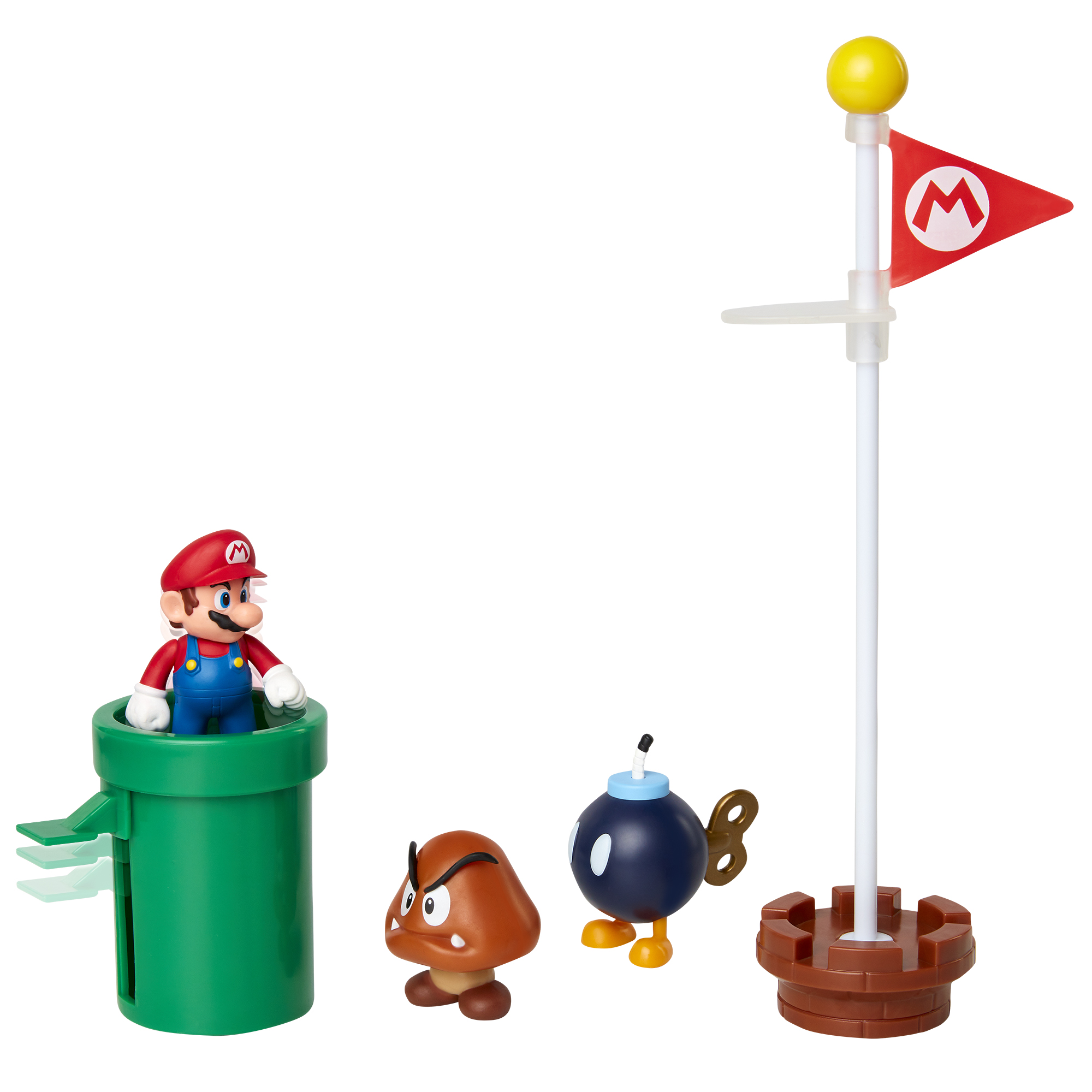 Super mario jakks : 4 figurines (Mario, Toad, Bullet Bill, Goomba) avec 1  accessoire.